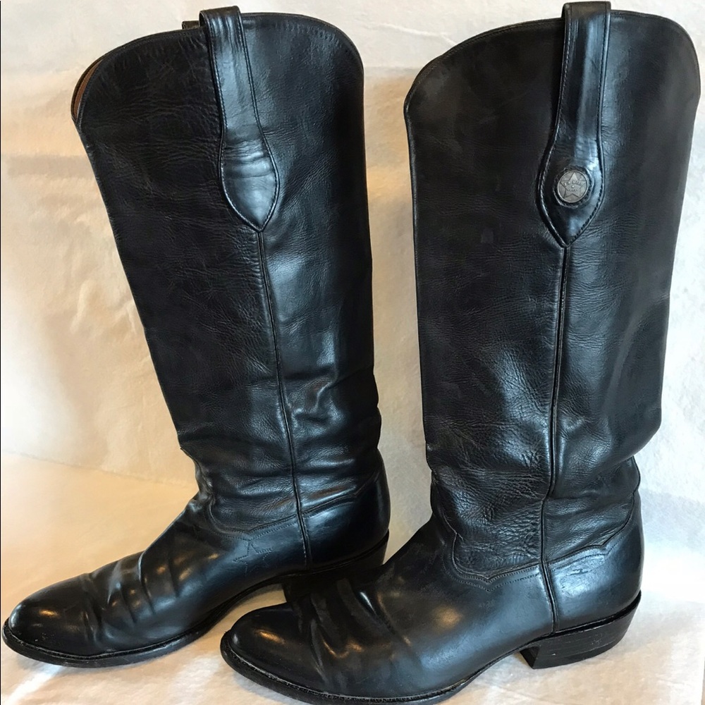 JB Hill Texas Blk Leather Men’s Cowboy Boots 11.5D